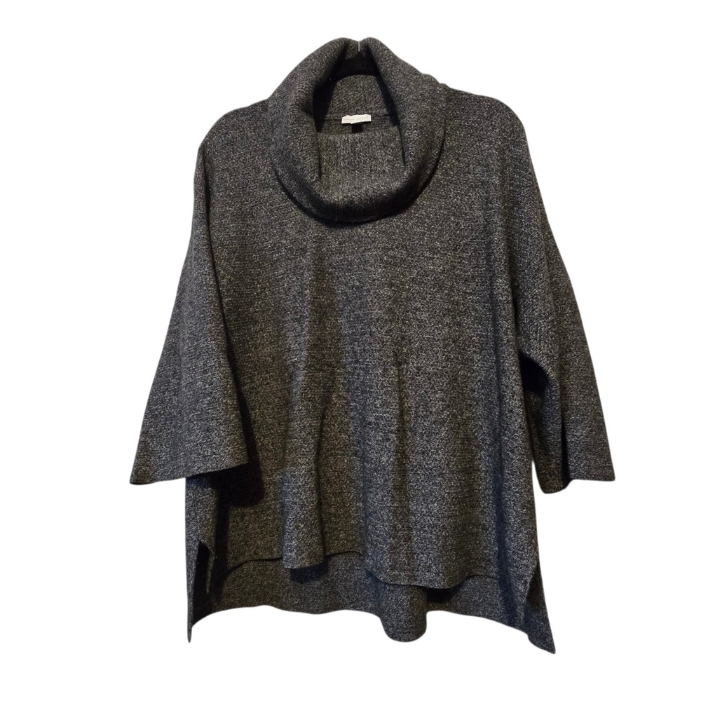 Pure Jill Cashmere Cowl Neck Sweater Womens SM Marl Gray Hi Lo Hem Oversized
